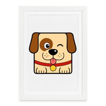 Chien - Affiche encadrée (27 × 37 cm) - blanc - Devant