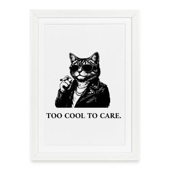 Cat Glasses Attitude Too Cool - Framed poster (27 × 37 cm) - white - Front