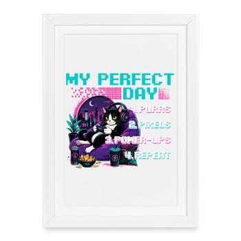 Gamer Gaming Cat Video Game - Framed poster (27 × 37 cm) - white - Front