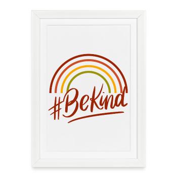 BeKind Rainbow Script Tee - Framed poster (27 × 37 cm) - white - Front