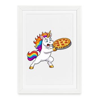Funny Unicorn Pizza Rescue - Framed poster (27 × 37 cm) - white - Front
