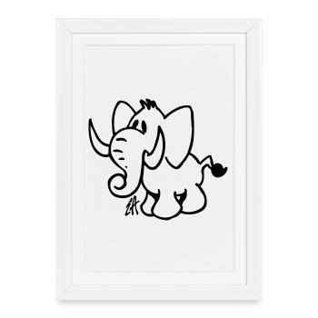 Éléphant - Affiche encadrée (27 × 37 cm) - blanc - Devant