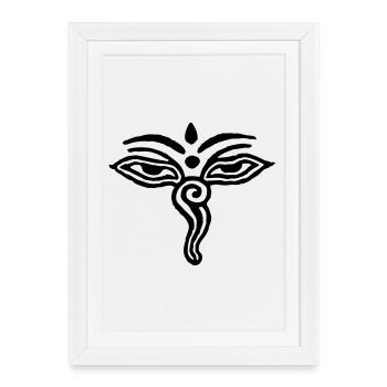 Yeux tibétains - Affiche encadrée (27 × 37 cm) - blanc - Devant