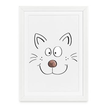Visage de chats drôles - chat de dessin animé - Affiche encadrée (27 × 37 cm) - blanc - Devant