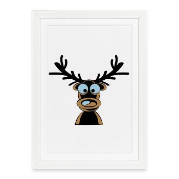 Motif de dessin animé Rudolf le renne - Affiche encadrée (27 × 37 cm) - blanc - Devant