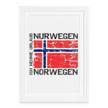Je prends des vacances uniquement à cause du drapeau norvégien - Affiche encadrée (27 × 37 cm) - blanc - Devant