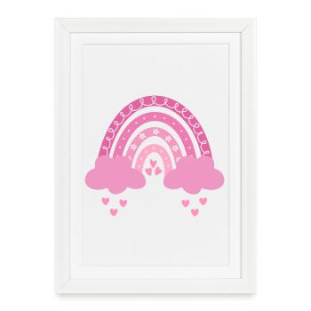 Boho Rainbow Pink Girl Birth Baby Baby Shower - Framed poster (27 × 37 cm) - white - Front