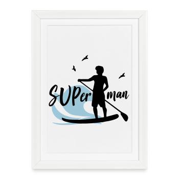 SUP man Super man - Affiche encadrée (27 × 37 cm) - blanc - Devant
