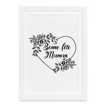 Bonne fête maman Cœur fleuri - Affiche encadrée (27 × 37 cm) - blanc - Devant