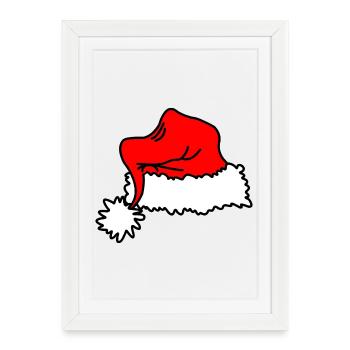 Chapeau de Noël rouge - Affiche encadrée (27 × 37 cm) - blanc - Devant