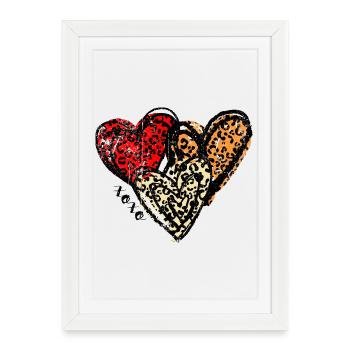 Trio Cœurs de Léopard - Affiche encadrée (27 × 37 cm) - blanc - Devant
