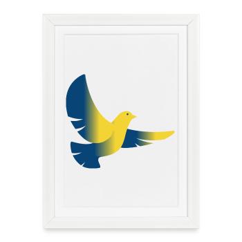 Pigeon Ukraine Drapeau - Affiche encadrée (27 × 37 cm) - blanc - Devant