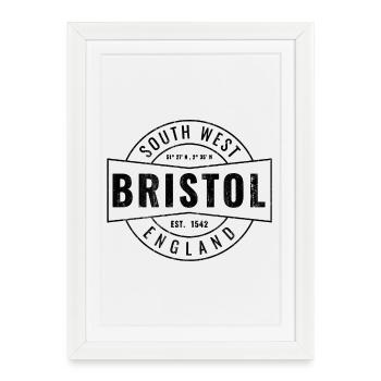 Bristol South West England Vintage Emblem - Framed poster (27 × 37 cm) - white - Front