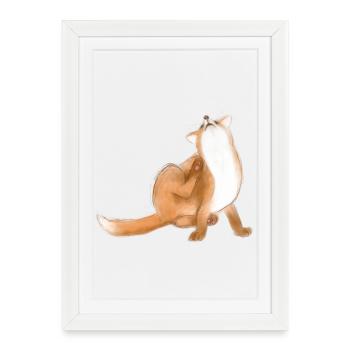 Griffer le renard mignon dessin d’animal - Affiche encadrée (27 × 37 cm) - blanc - Devant