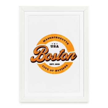 Boston Retro Circle Logo Print - Framed poster (27 × 37 cm) - white - Front