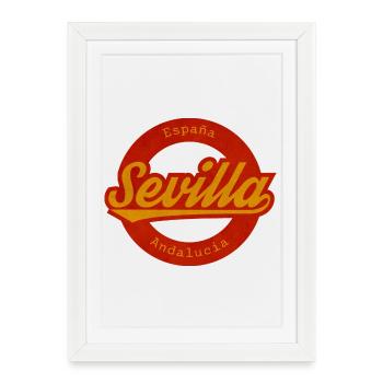 Séville Vintage Logo España Andalucía - Affiche encadrée (27 × 37 cm) - blanc - Devant