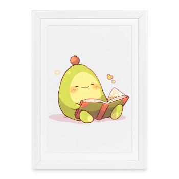 Avocado Reading Hero – Cuddling Book Time - Framed poster (27 × 37 cm) - white - Front