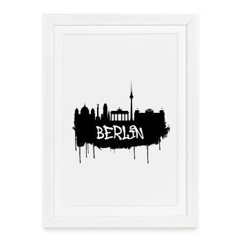 Berlin Graffiti Skyline - Framed poster (27 × 37 cm) - white - Front