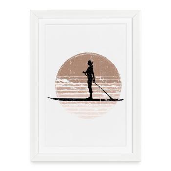 Sunset Paddleboard Silhouette - Framed poster (27 × 37 cm) - white - Front