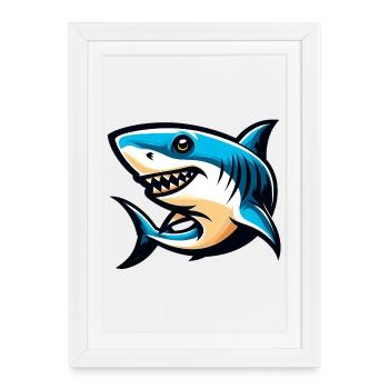 Requin blanc - Affiche encadrée (27 × 37 cm) - blanc - Devant