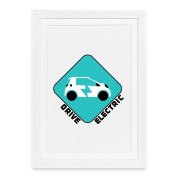Drive Electric Supercharge - Electric Car Fans - Framed poster (27 × 37 cm) - white - Front