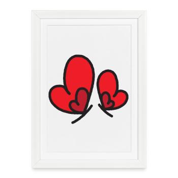 Two Red Hearts Outline - Framed poster (27 × 37 cm) - white - Front