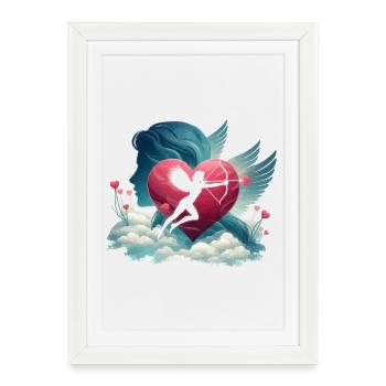 Cupidon Archer Oeuvre de cœur - Affiche encadrée (27 × 37 cm) - blanc - Devant