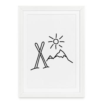 Ski - Framed poster (27 × 37 cm) - white - Front