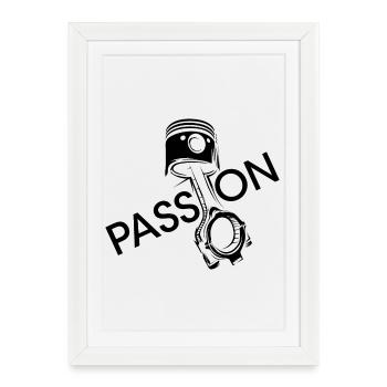 Passion Piston Tuning Voitures Illustration Icône - Affiche encadrée (27 × 37 cm) - blanc - Devant