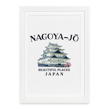 Nagoya Castle, Beautiful Places in Japan Drawing - Framed poster (27 × 37 cm) - white - Front
