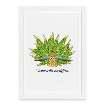 Cute Sea Snail, Leaf Sheep, Drawing - Framed poster (27 × 37 cm) - white - Front