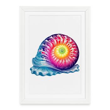 Escargot coloré astucieux aux couleurs vives - Affiche encadrée (27 × 37 cm) - blanc - Devant