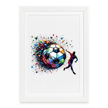 dynamic soccer player playing soccer - Framed poster (27 × 37 cm) - white - Front
