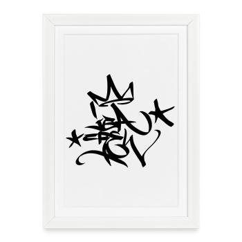 Graffiti Tag Bachelor Party Crew King 02 1C - Framed poster (27 × 37 cm) - white - Front
