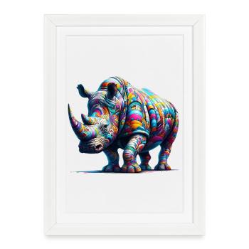 Rhinocéros - Affiche encadrée (27 × 37 cm) - blanc - Devant