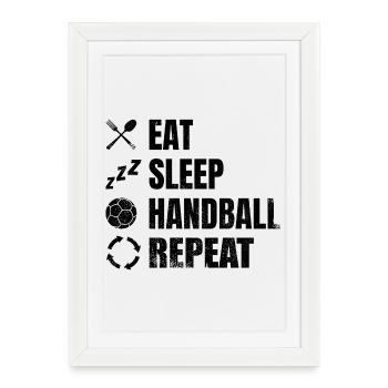 Handball Routine - Affiche encadrée (27 × 37 cm) - blanc - Devant