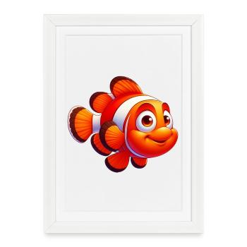 Poisson-clown - Affiche encadrée (27 × 37 cm) - blanc - Devant