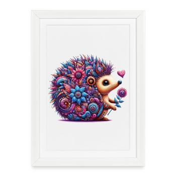 Hedgehog - Framed poster (27 × 37 cm) - white - Front