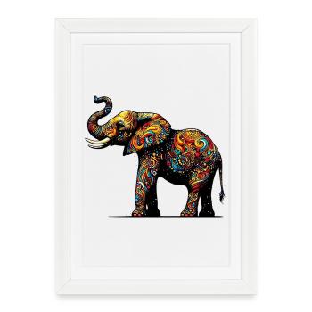 Éléphant - Affiche encadrée (27 × 37 cm) - blanc - Devant