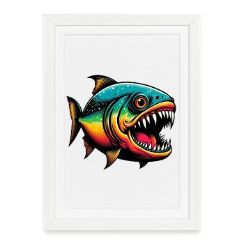Piranha - Affiche encadrée (27 × 37 cm) - blanc - Devant