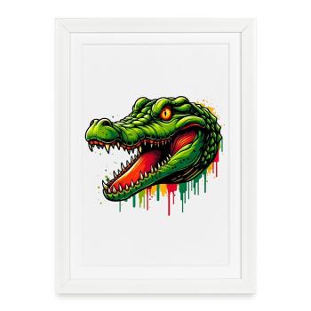 Alligator Crocodile - Affiche encadrée (27 × 37 cm) - blanc - Devant