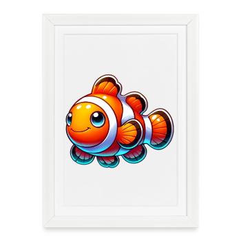 Poisson-clown - Affiche encadrée (27 × 37 cm) - blanc - Devant