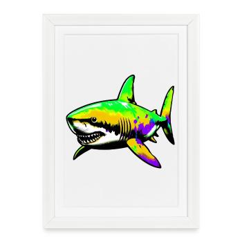 Requin - Affiche encadrée (27 × 37 cm) - blanc - Devant