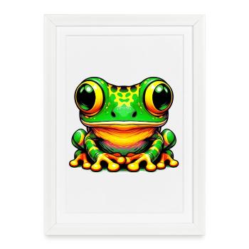 Grenouille - Affiche encadrée (27 × 37 cm) - blanc - Devant