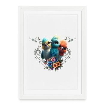 Le gang de l’oiseau heureux - Affiche encadrée (27 × 37 cm) - blanc - Devant