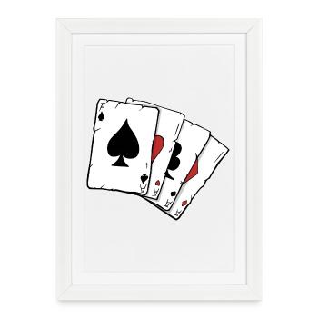 poker cards four aces illustration by Vexels - Affiche encadrée (27 × 37 cm) - blanc - Devant