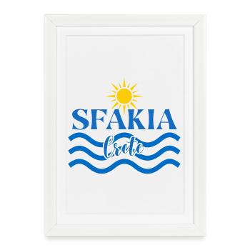Soleil et vagues SFAKIA T-Shirt Design - Affiche encadrée (27 × 37 cm) - blanc - Devant