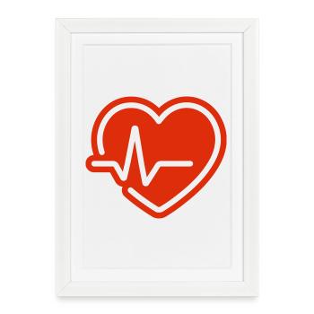 Heartbeat Icon – Red Heart With EKG Line - Framed poster (27 × 37 cm) - white - Front
