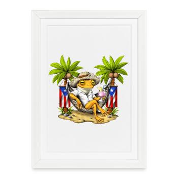Grenouille coqui de Porto Rico - Affiche encadrée (27 × 37 cm) - blanc - Devant