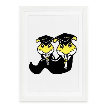 2 caterpillars school leaving certificate high school diploma passed college - Framed poster (27 × 37 cm) - white - Front